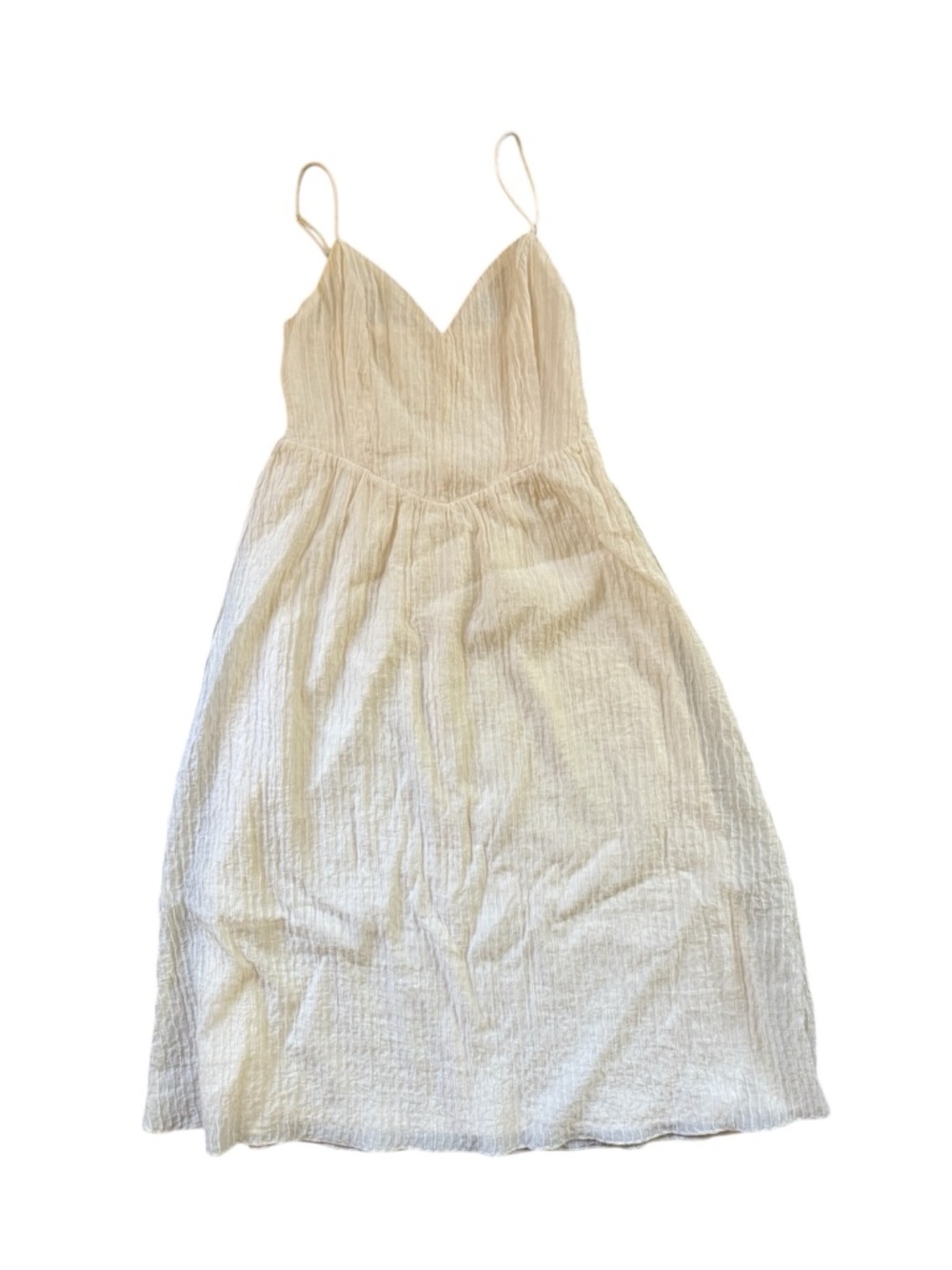 Astr V Neck Textured Spaghetti Strap Midi Grad Coastal Minimalist A Line Dress - Picture 3 of 7